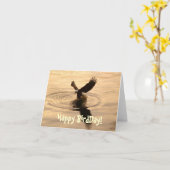 Gevist Bald Eagle op Dusk Funny Birthday Kaart (Gele Bloem)