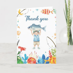 Gevist bedankkaartje met jongen vissen bedankkaart