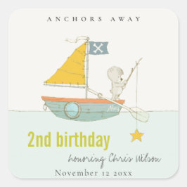 Gevist Beer Sailboat Any Age Birthday Vierkante Sticker