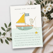 Gevist Beer Sailboot Books for Baby shower Informatiekaartje