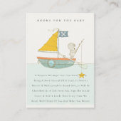 Gevist Beer Sailboot Books for Baby shower Informatiekaartje (Voorkant)