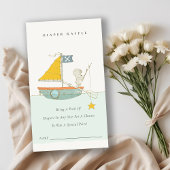 Gevist Beer Sailboot Diaper Raffle Baby shower Informatiekaartje