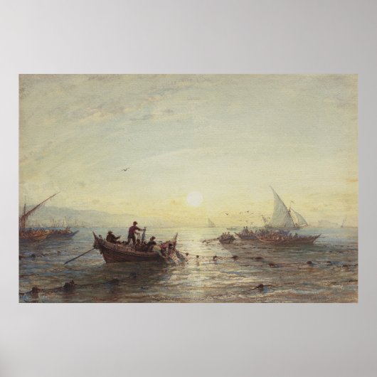 Gevist bij zonsopgang voor de kust bij Marseille Poster (Voorkant)