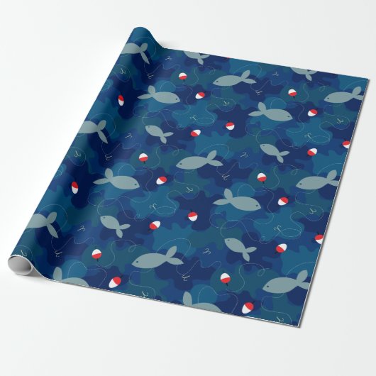 Gevist blauw camouflagepatroon cadeaupapier (Uitgerold)