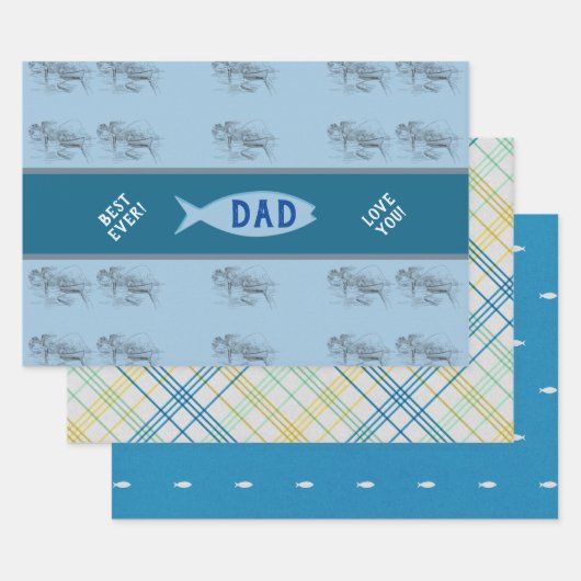  Gevist Boat Scene Vaderdag Inpakpapier Vel (Set)