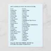 Gevist boat, visser/vrouw, vismarkt-reclame flyer (Achterkant)