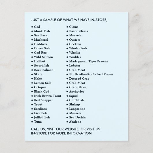 Gevist boat, visser/vrouw, vismarkt-reclame flyer (Achterkant)