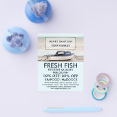 Gevist boat, visser/vrouw, vismarkt-reclame flyer (Enkel)