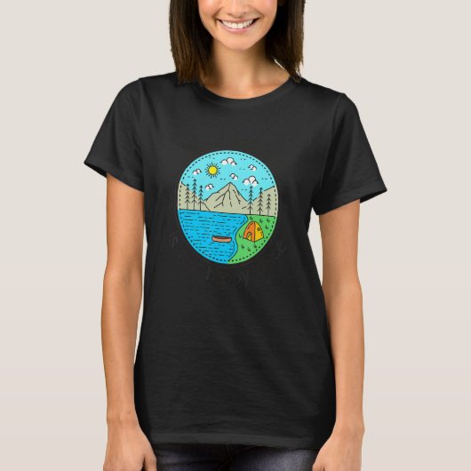Gevist Boating Camping My Happy Place Lake Myna T-shirt (Voorkant)