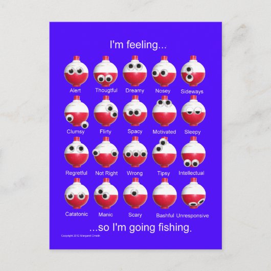 Gevist Bobbers, Grappige Visten, Emoties Briefkaart (Voorkant)