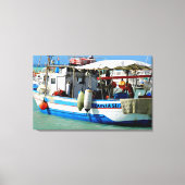 Gevist boot aan de Toscaanse kust, schilderen. Canvas Afdruk (Voorkant)