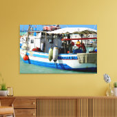 Gevist boot aan de Toscaanse kust, schilderen. Canvas Afdruk (Insitu (Woonkamer))
