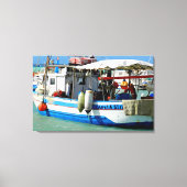 Gevist boot aan de Toscaanse kust, schilderen. Canvas Afdruk (Voorkant)