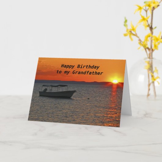Gevist Boot Happy Birthday Opa Kaart (Gele Bloem)