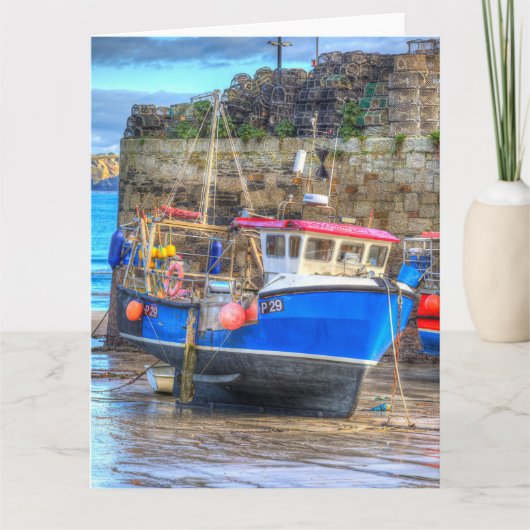 Gevist boot in Cornish Harbour Kaart (Voorkant)