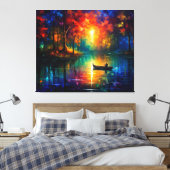 Gevist Boot op Water Canvas Afdruk (Insitu (Slaapkamer))