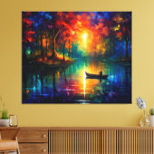 Gevist Boot op Water Canvas Afdruk (Insitu (Woonkamer))