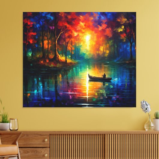 Gevist Boot op Water Canvas Afdruk (Insitu (Woonkamer))