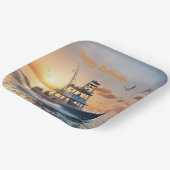 Gevist Boot Verjaardag Papieren Bordje (Gebogen)