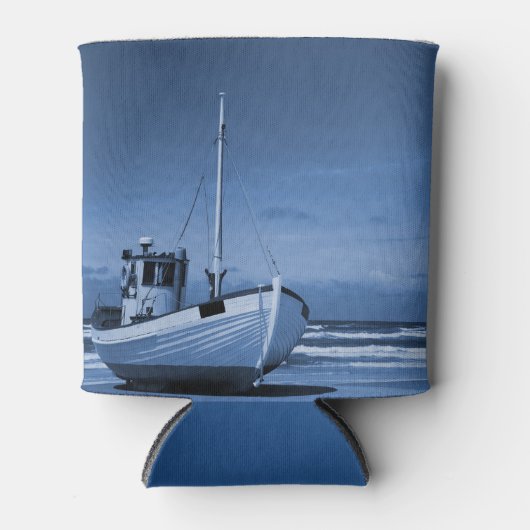 Gevist bootblauwe strand  blikjeskoeler (Voorkant)