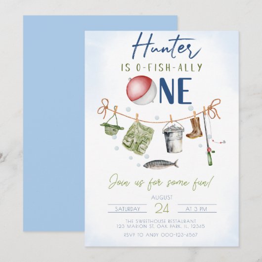 Gevist Boy O-Fish-Ally 1e verjaardag Kaart (Voorkant / Achterkant)