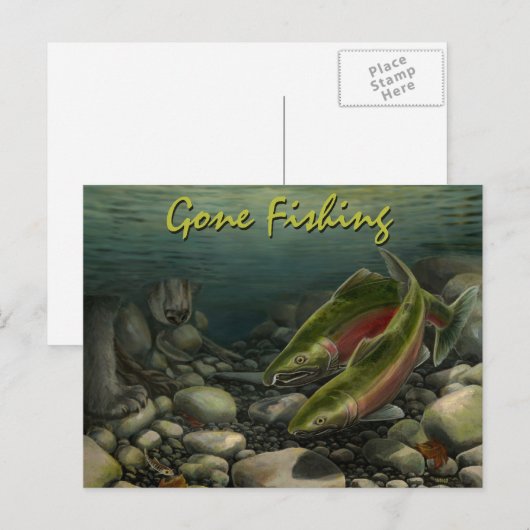 Gevist Briefkaart Beer Aangepaste zalmvis Briefkaa (Voorkant / Achterkant)