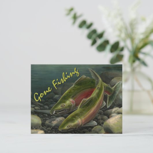 Gevist Briefkaart Beer Aangepaste zalmvis Briefkaa (Staand voorkant)