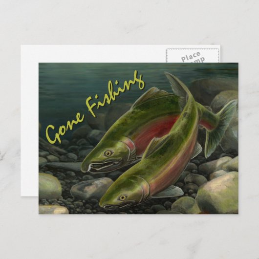 Gevist Briefkaart Beer Aangepaste zalmvis Briefkaa (Voorkant / Achterkant)