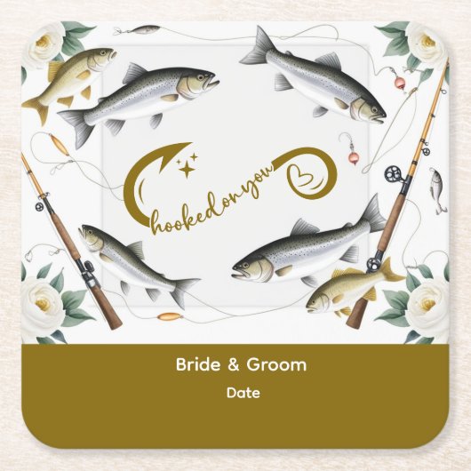 Gevist bruiloft thema voor Gevist liefhebbers Papi Kartonnen Onderzetters (Voorkant)