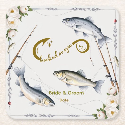 Gevist bruiloft thema voor Gevist liefhebbers Papi Kartonnen Onderzetters (Voorkant)