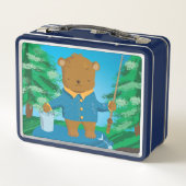 Gevist Bruin Beren Kinderen metalen lunchbox (Achterkant)