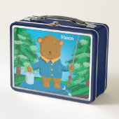 Gevist Bruin Beren Kinderen metalen lunchbox (Voorkant)