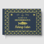 Gevist Cabin Custom Welkom Vis Ankers Goud Gastenboek (Voorkant)