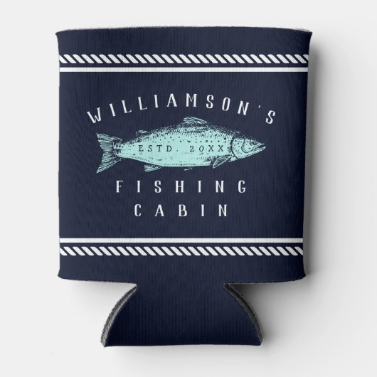 Gevist Cabine familienaam Minimal Navy blauw Rusti Blikjeskoeler (Voorkant)