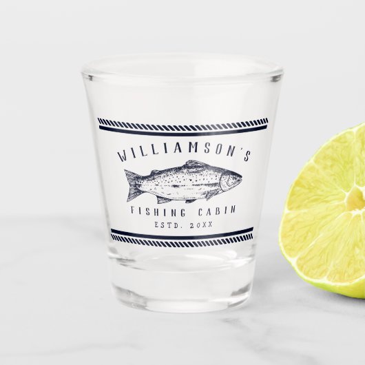 Gevist Cabine familienaam Minimal Navy blauw Rusti Shot Glas (Voorkant)