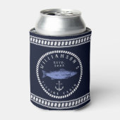 Gevist Cabine familienaam Navy blauw Rustic Blikjeskoeler (Blikje Voorkant)