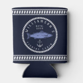 Gevist Cabine familienaam Navy blauw Rustic Blikjeskoeler (Achterkant)