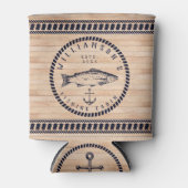 Gevist Cabine familienaam Wood Navy blauw Rustic Blikjeskoeler (Voorkant)