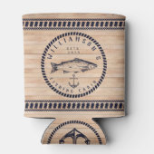 Gevist Cabine familienaam Wood Navy blauw Rustic Blikjeskoeler (Achterkant)