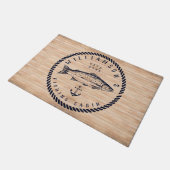 Gevist Cabine familienaam Wood Navy blauw Rustic Deurmat (Schuin)