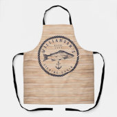 Gevist Cabine familienaam Wood Navy blauw Rustic Schort (Voorkant)