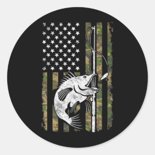 Gevist Camouflage Amerikaanse vlag Visser Ronde Sticker