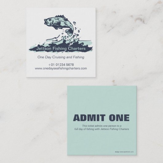 Gevist Charter toelaten één ticket en info kaart (Voorkant / Achterkant)