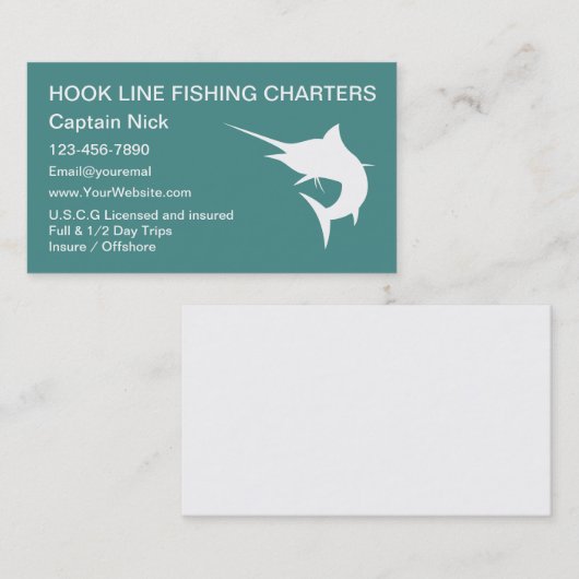 Gevist Charters Boat Captain Marlin Design Visitekaartje (Voorkant / Achterkant)