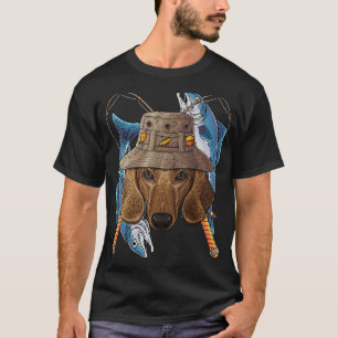 Gevist Dachshund Outdoorvisserij Vliegende hond F T-shirt