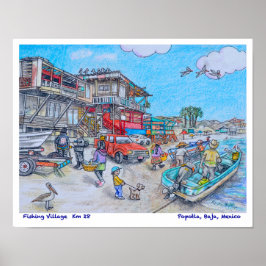 Gevist dorp in Popotla, Baja, Mexico Poster