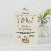 Gevist Duck Clothesline Verjaardagsfeest Kaart (Staand voorkant)