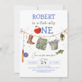 Gevist Eerste Verjaardag Blue Boy O-fish-ally Kaart (Voorkant)