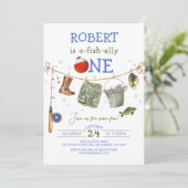 Gevist Eerste Verjaardag Blue Boy O-fish-ally Kaart (Staand voorkant)