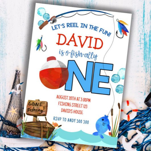 Gevist Eerste Verjaardag Jongensfeest O-vis-bondge Kaart